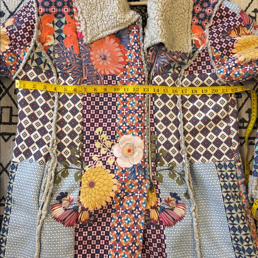Johnny Was Multicolor Floral Patchwork Teddy Jacket - Picture 11 of 13